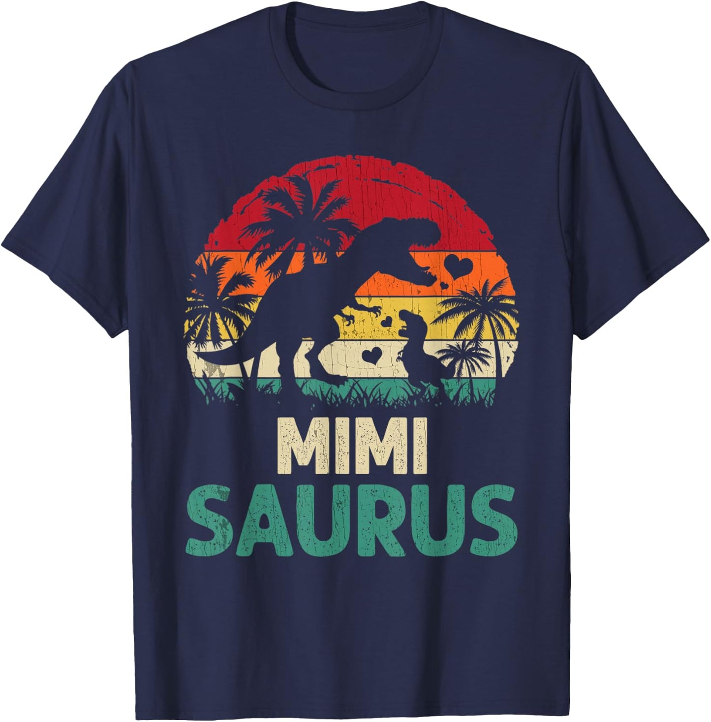 mb Vintage Mimi Saurus Funny Dino Father's Day Mother's Day T-Shirt - T-Shirt | Navy
