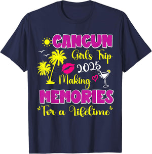 Cancun Girls Trip 2025 Women Mexico Travel Weekend Vacation T-Shirt - T-Shirt | Navy