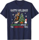 Happy Holidays Barreling Around Christmas Tree Barrel Racing T-Shirt - T-Shirt | Navy