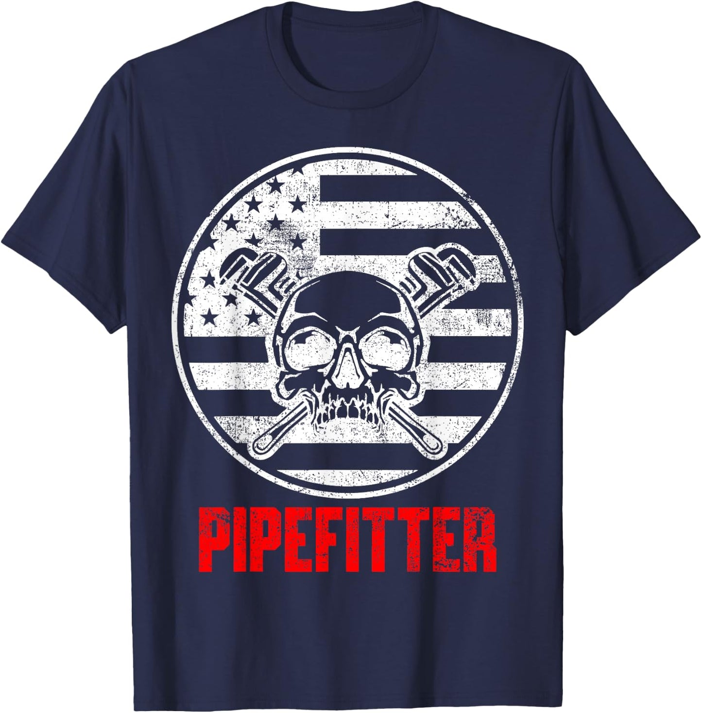 Pipefitter USA Flag Patriotic T-Shirt - T-Shirt | Navy