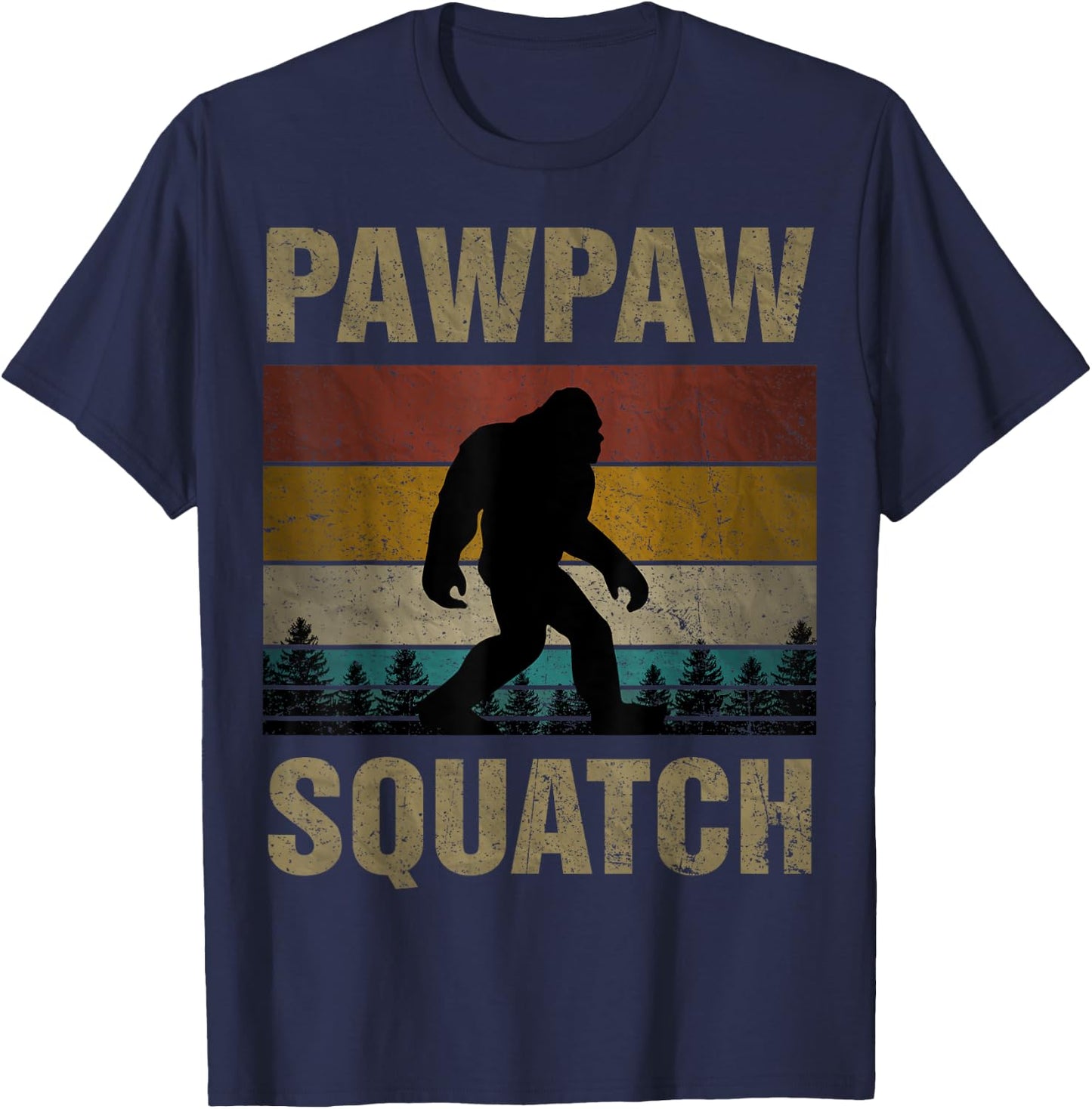 Pawpaw Squatch Bigfoot Pawpaw Sasquatch Yeti Family T-Shirt - T-Shirt | Navy