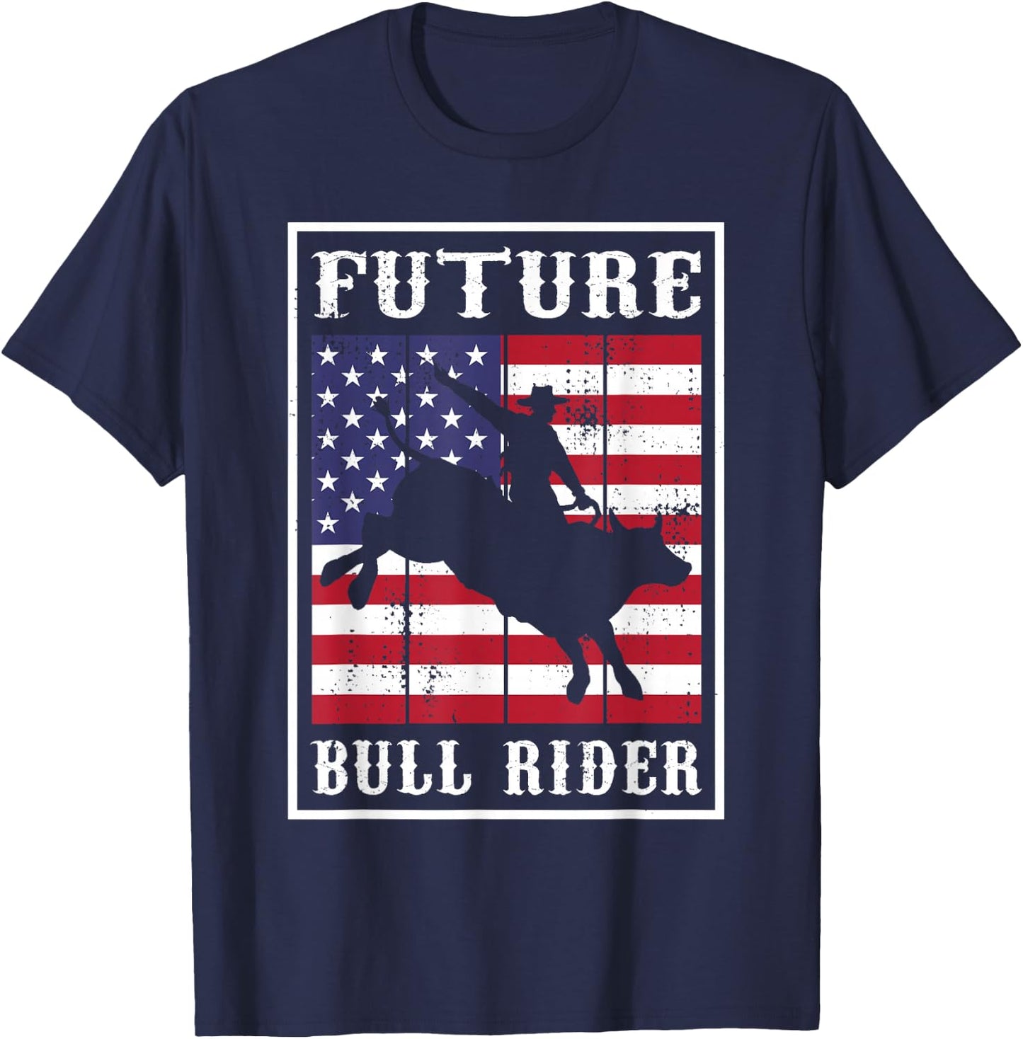 Future Bull Rider American Rodeo Patriotic USA Bull Riding T-Shirt - T-Shirt | Navy