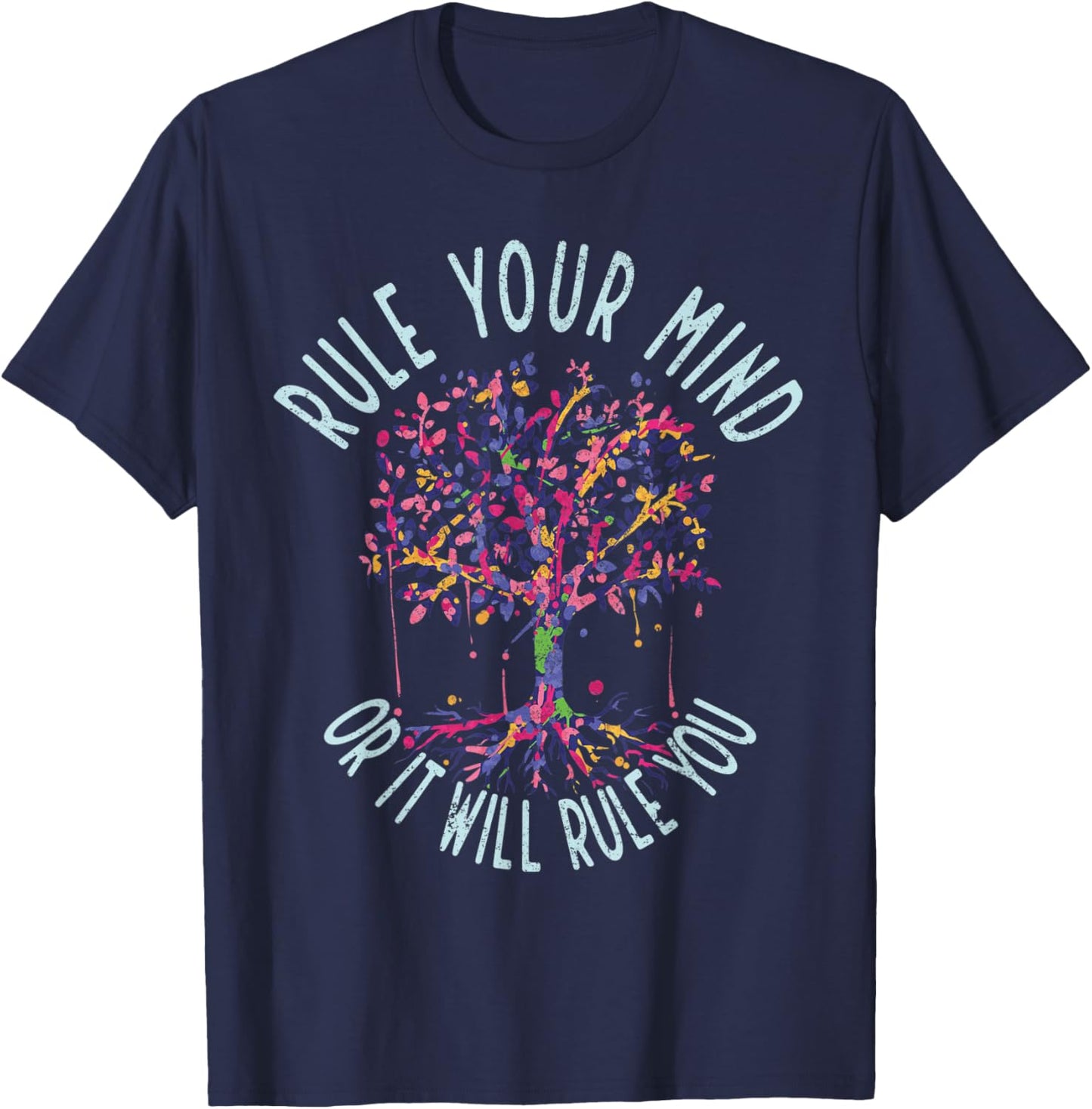 Tree Of Life Spiritual Quote Yoga Workout T-Shirt - T-Shirt | Navy