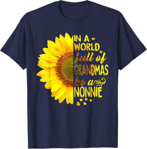 In a world full of grandmas be Nonnie Sunflower T-Shirt - T-Shirt | Navy