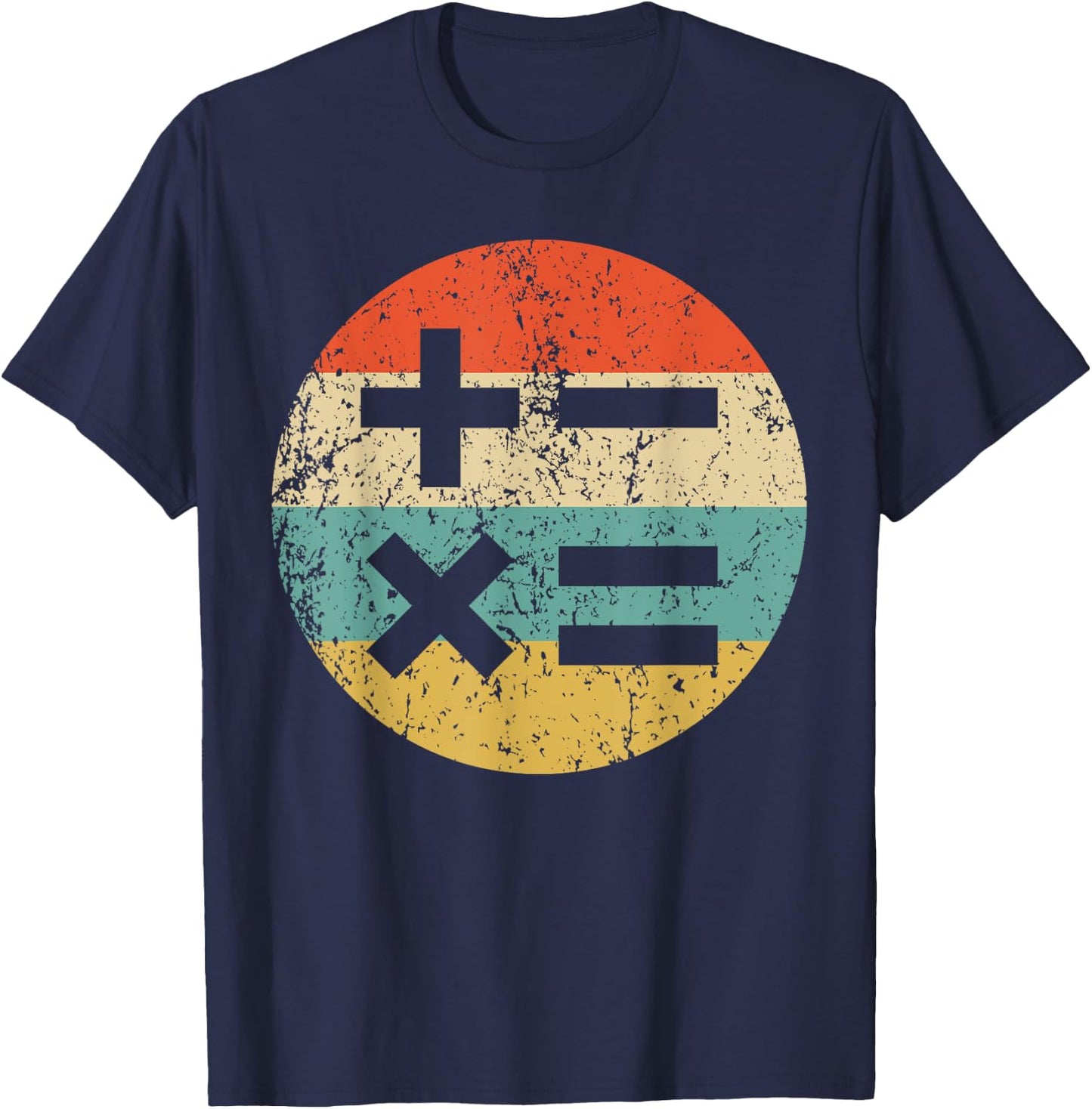 Math Teacher Vintage Retro Math Symbols T-Shirt - T-Shirt | Navy