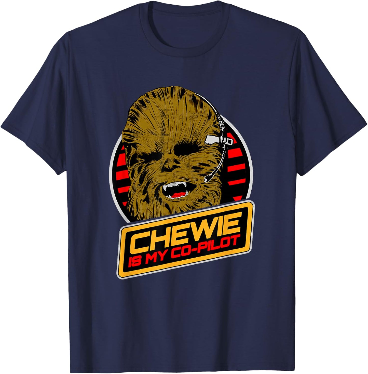 Star Wars Classic Chewie Is My Co-Pilot Poster T-Shirt - T-Shirt | Navy