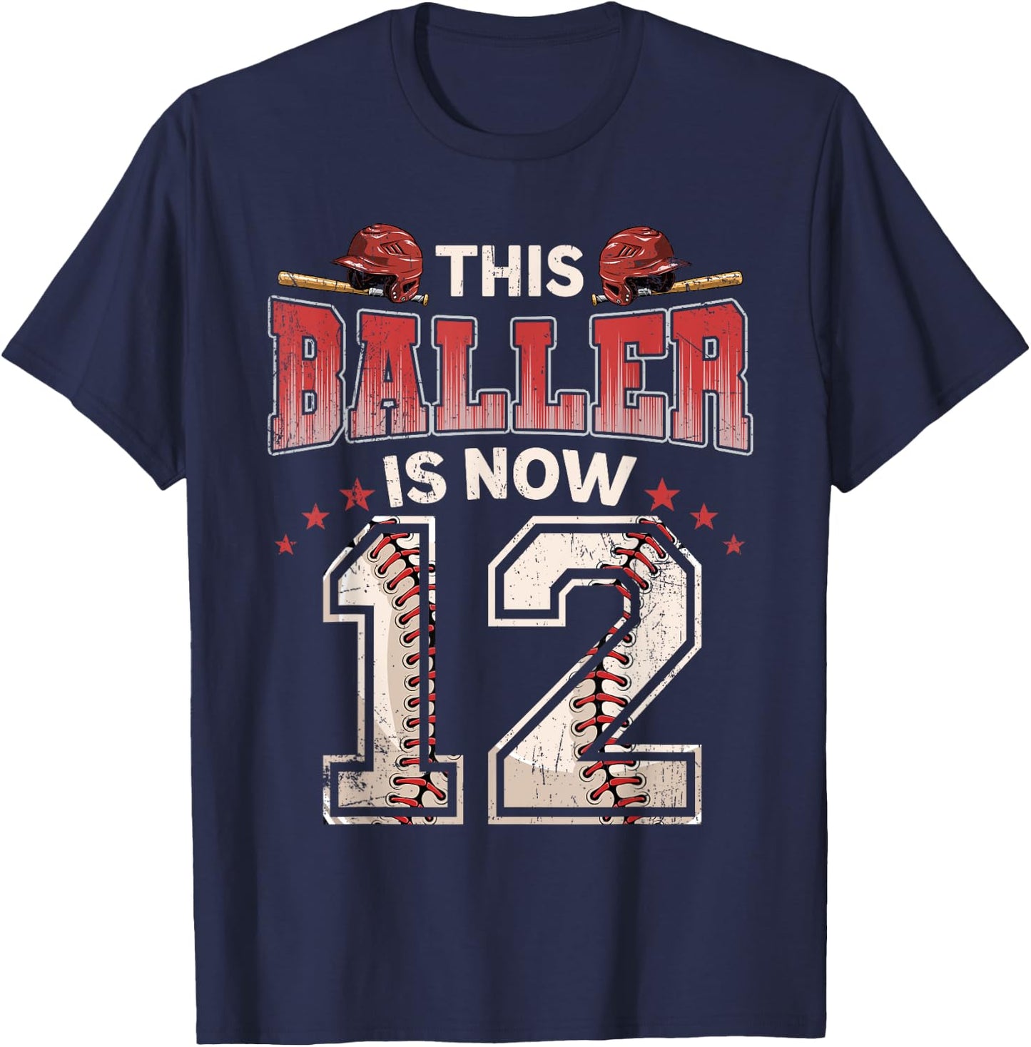 12th Birthday Baseball Boy 12 Year Old Baseball Player Kids T-Shirt - T-Shirt | Navy