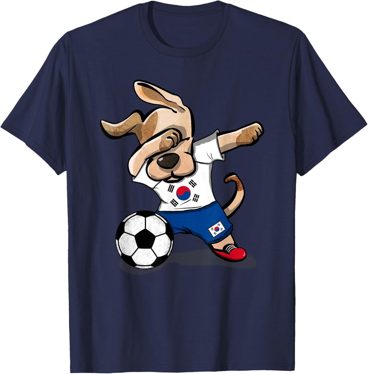 Dabbing Dog South Korea Soccer Jersey Korean Football Team T-Shirt - T-Shirt | Navy