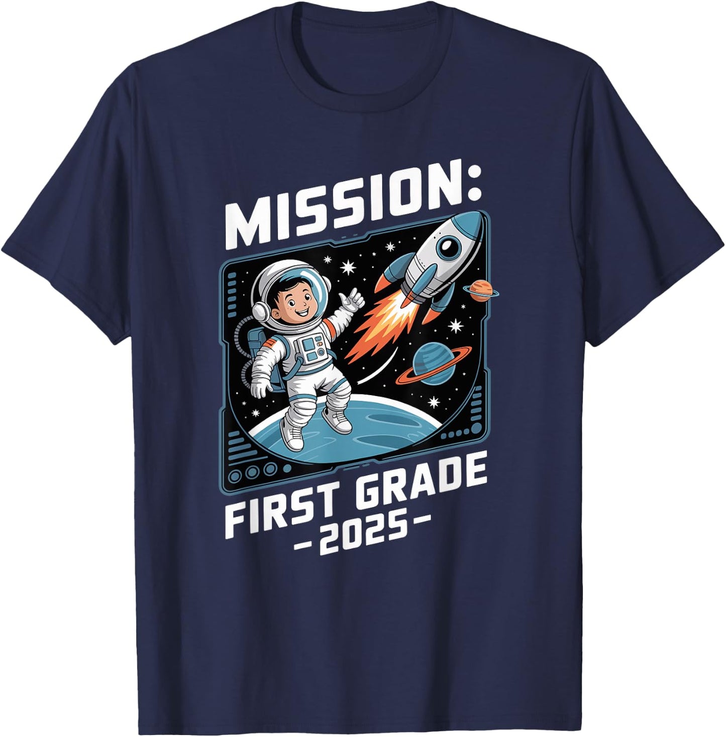 Mission 1st Class Astronaut School Start School Child Space T-Shirt - T-Shirt | Navy