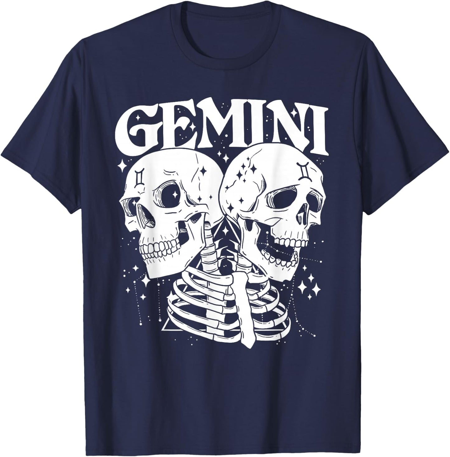 GEMINI Faery Crystal Witch Shirt Skull constellation T-Shirt - T-Shirt | Navy