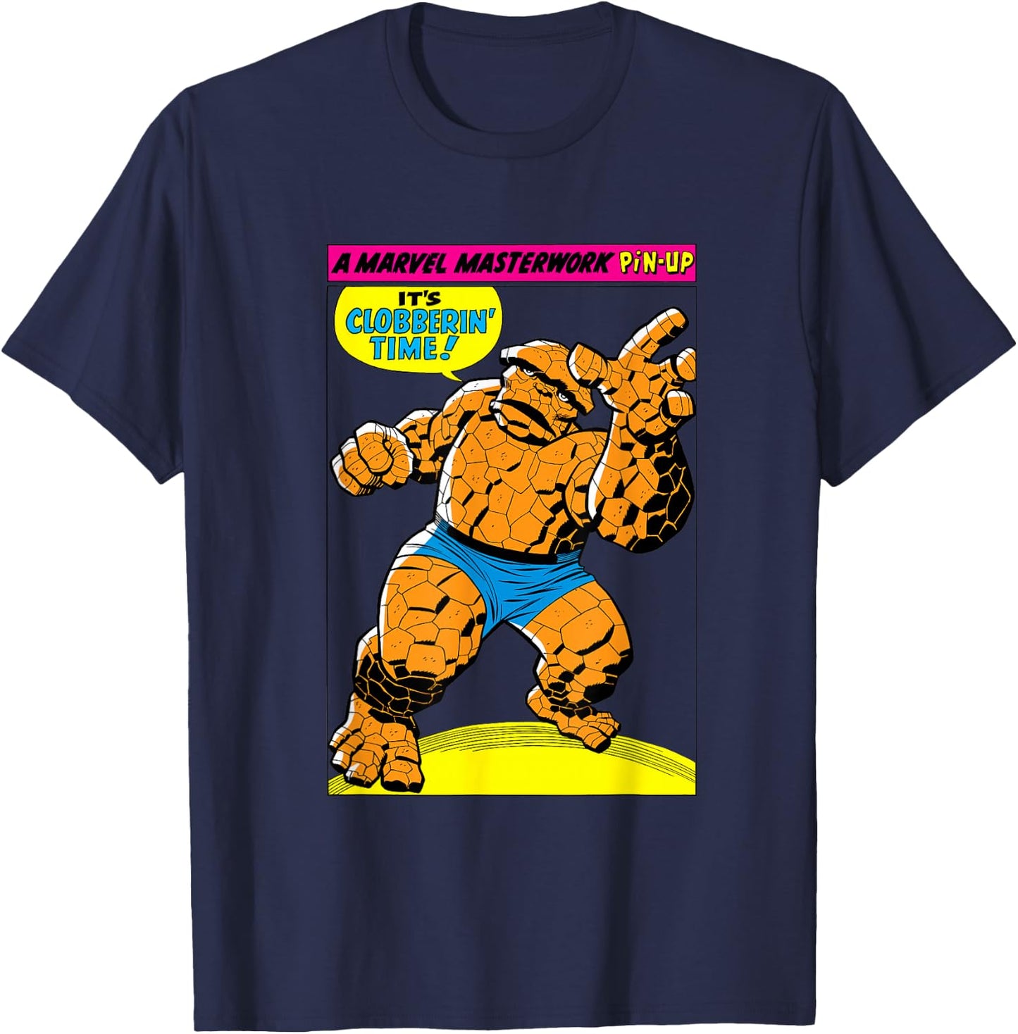 Marvel Fantastic Four The Thing Masterwork Pin-Up T-Shirt - T-Shirt | Navy