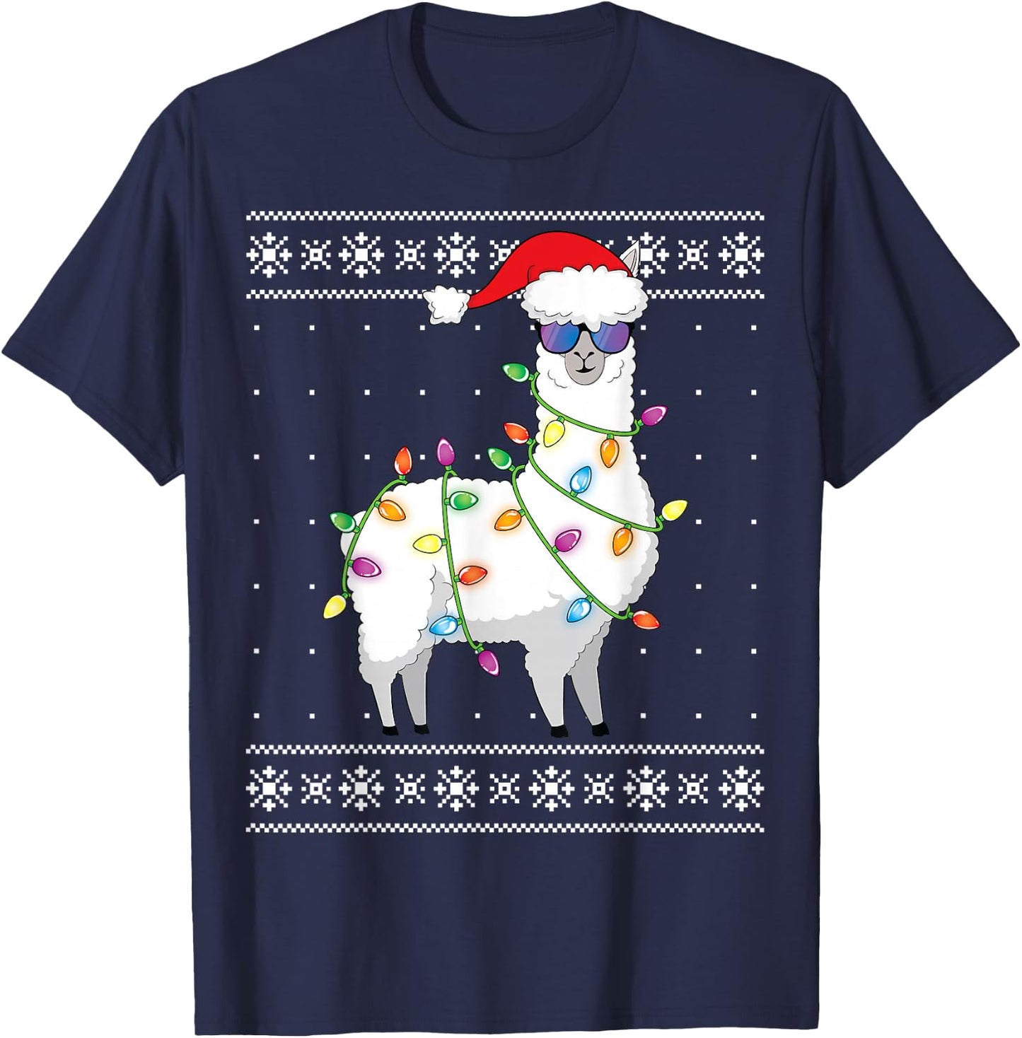Alpaca Christmas Tree Funny Ugly Christmas Sweater T-Shirt - T-Shirt | Navy