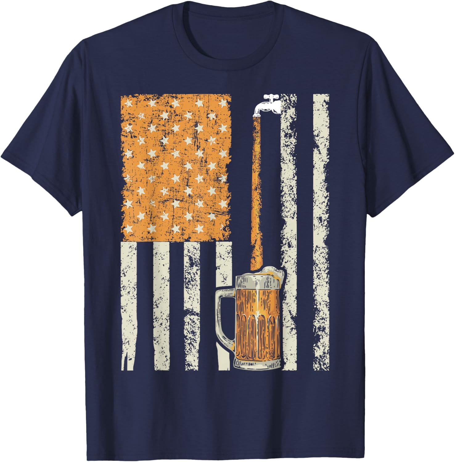 Brewery American Flag Craft Beer American Pride T-Shirt - T-Shirt | Navy