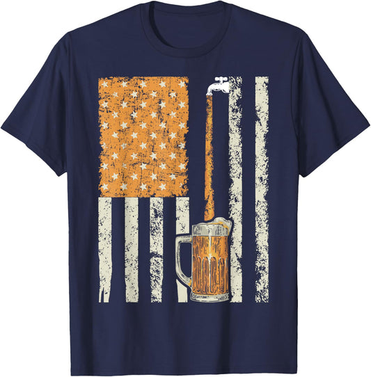 Brewery American Flag Craft Beer American Pride T-Shirt - T-Shirt | Navy