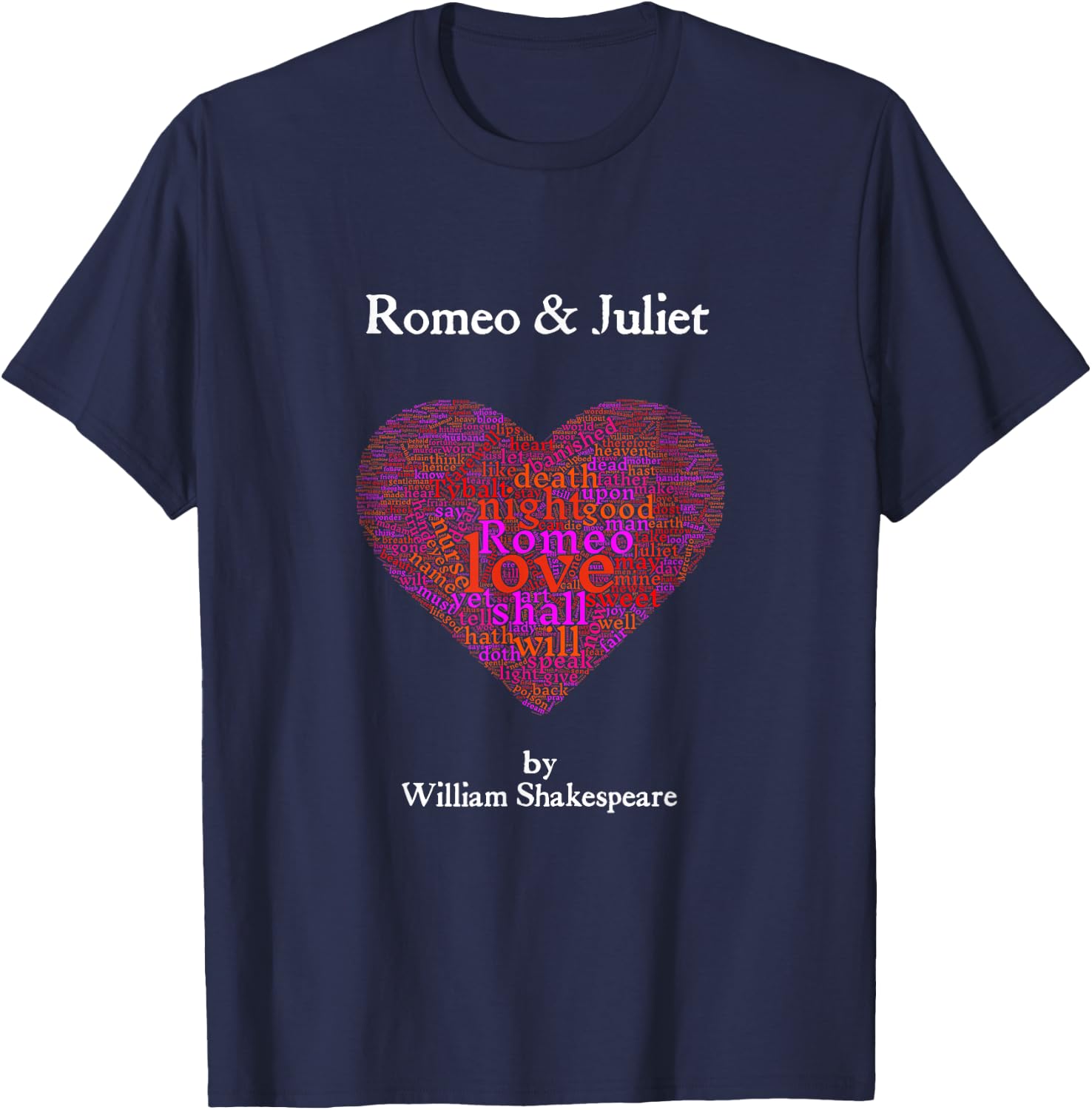 Shakespeare Romeo and Juliet Valentine Heart T-Shirt - T-Shirt | Navy