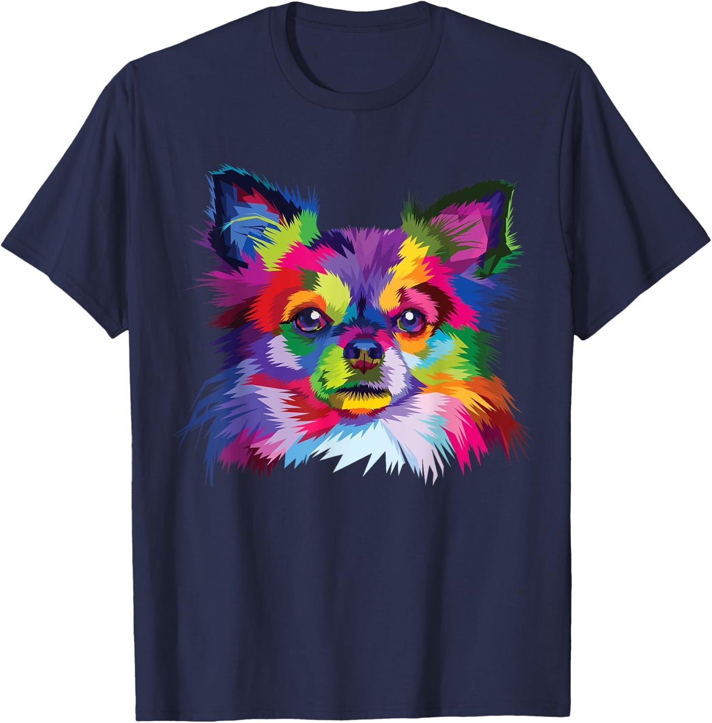 Cute Rainbow Chihuahua Vibrant Canine Colorful Puppy Dog T-Shirt - T-Shirt | Navy