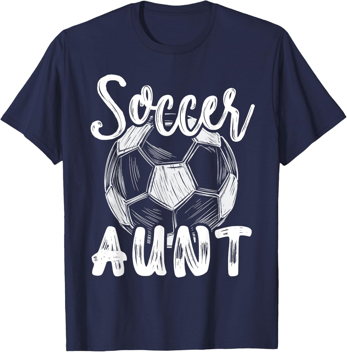 Soccer Aunt Women Family Matching Team Player Soccer Ball T-Shirt - T-Shirt | Navy