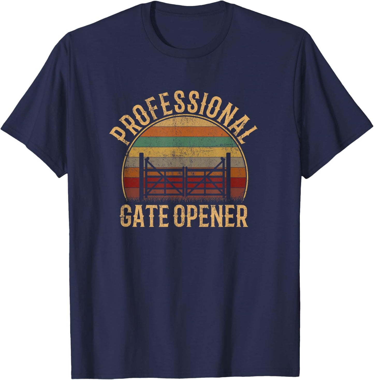 professional gate opener, cow Gate opener T-Shirt - T-Shirt | Navy
