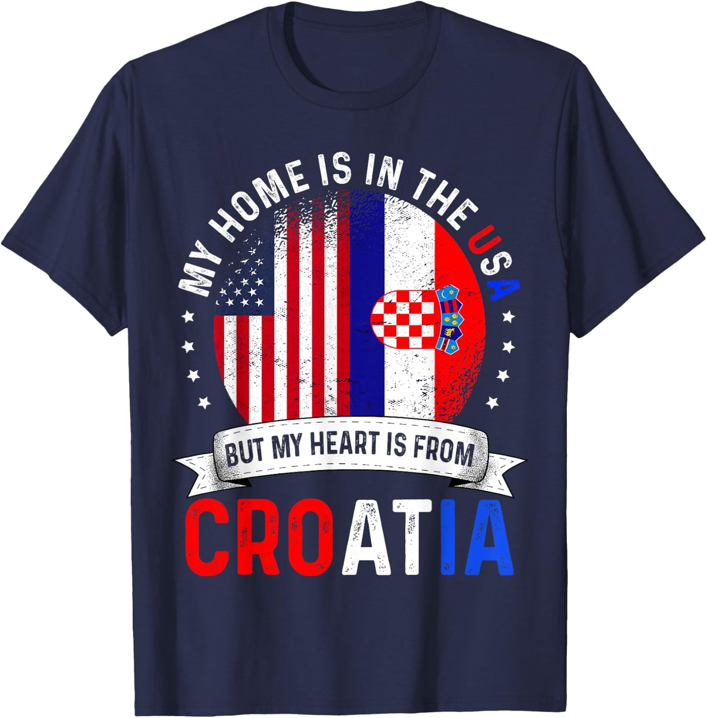 Croatian American Patriot Heart is from Croatia Flag T-Shirt - T-Shirt | Navy