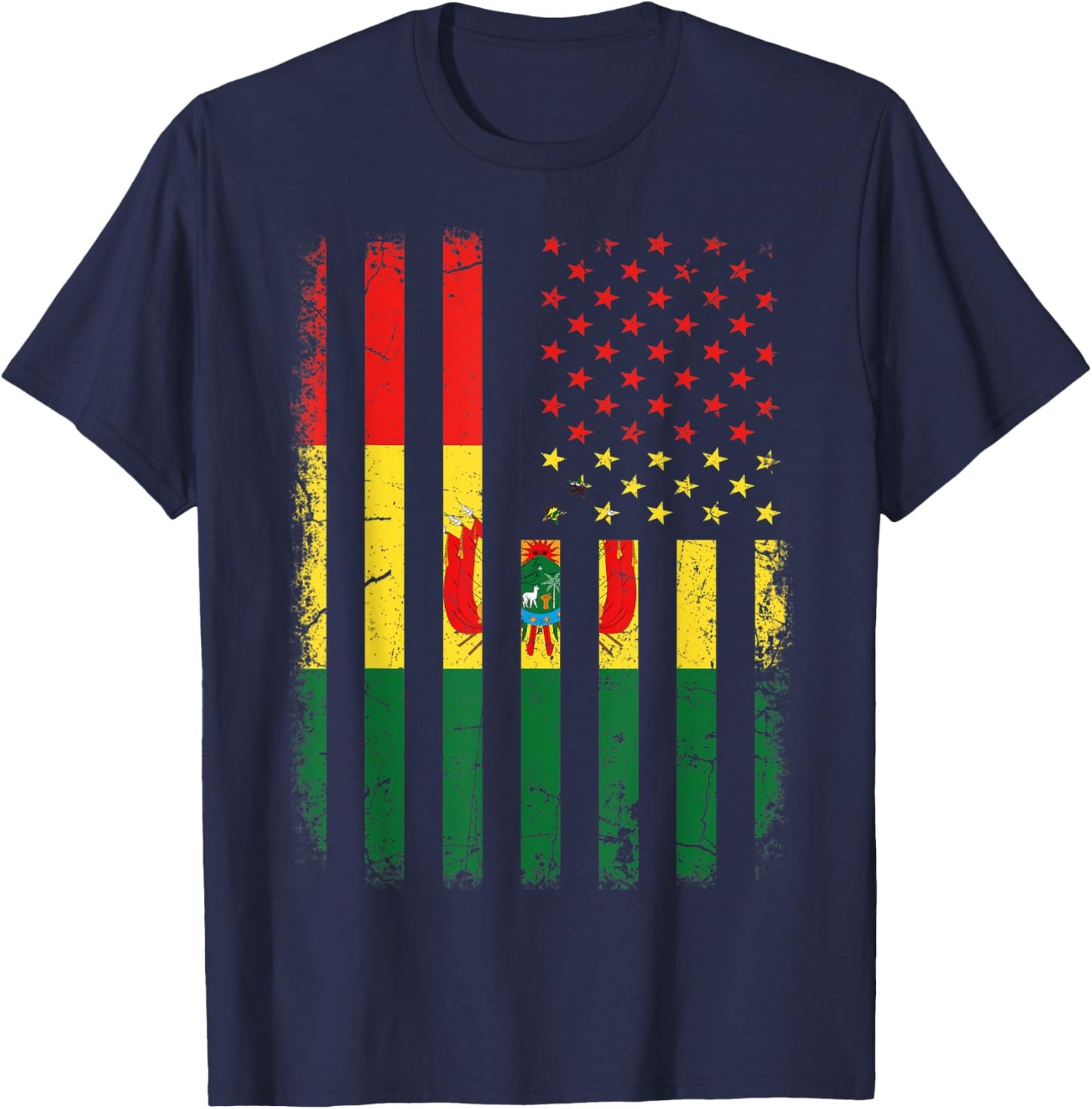 Bolivian American Flag Bolivian Roots Bolivia America T-Shirt - T-Shirt | Navy