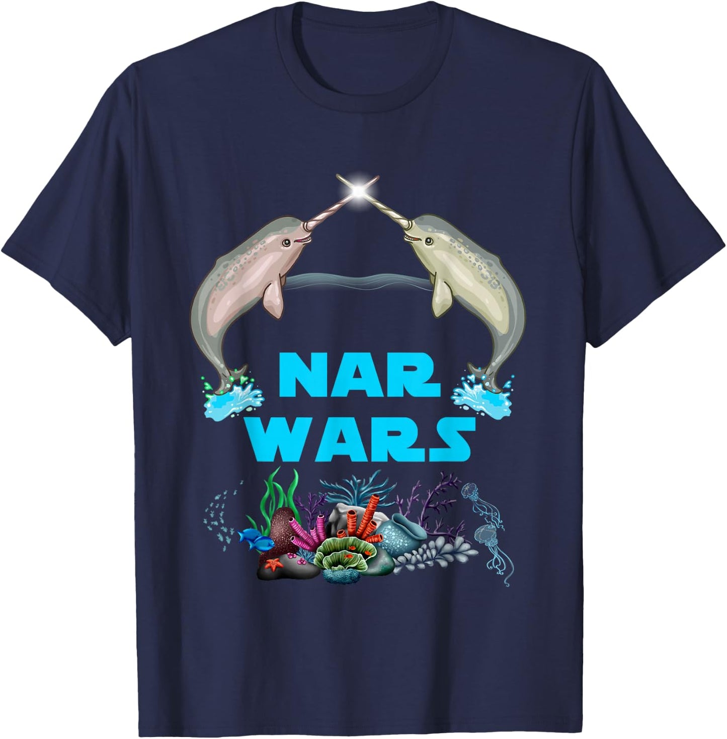 Narwhal Shirt Nar Wars Under The Sea T-Shirt - T-Shirt | Navy