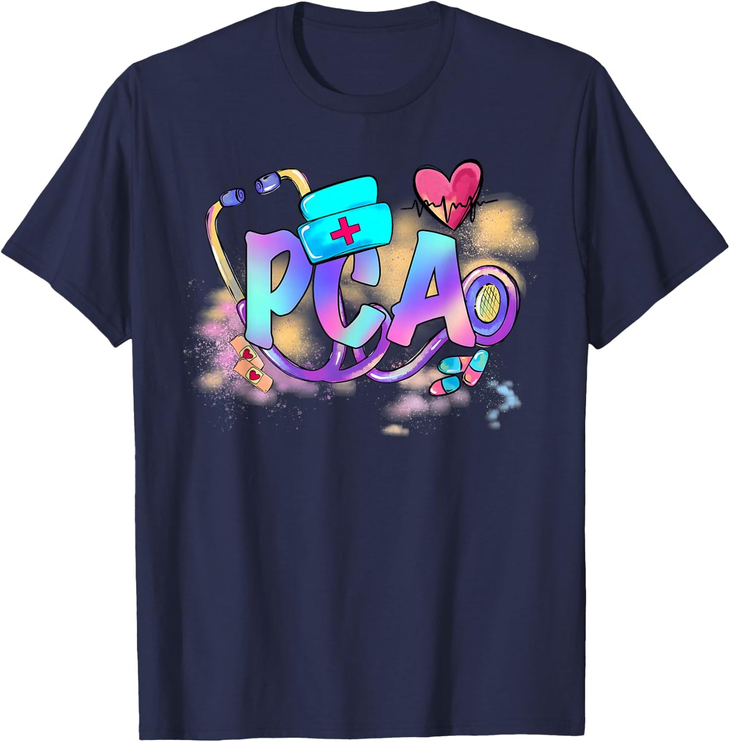 Tie Dye PCA Cute Nurse Day CNA RN Nurse Week Gifts Nursing T-Shirt - T-Shirt | Navy