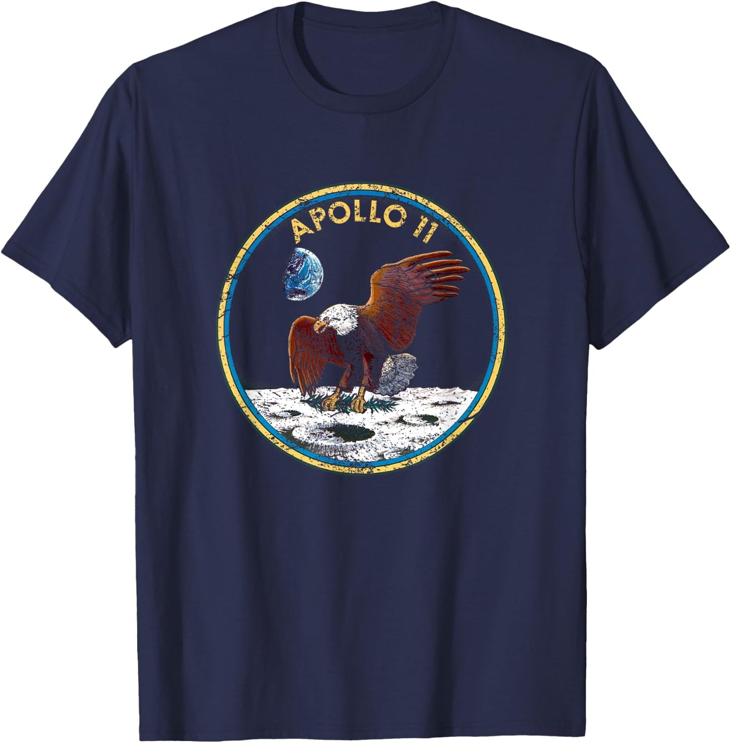 NASA Apollo 11 Mission Badge Distressed T-Shirt - T-Shirt | Navy