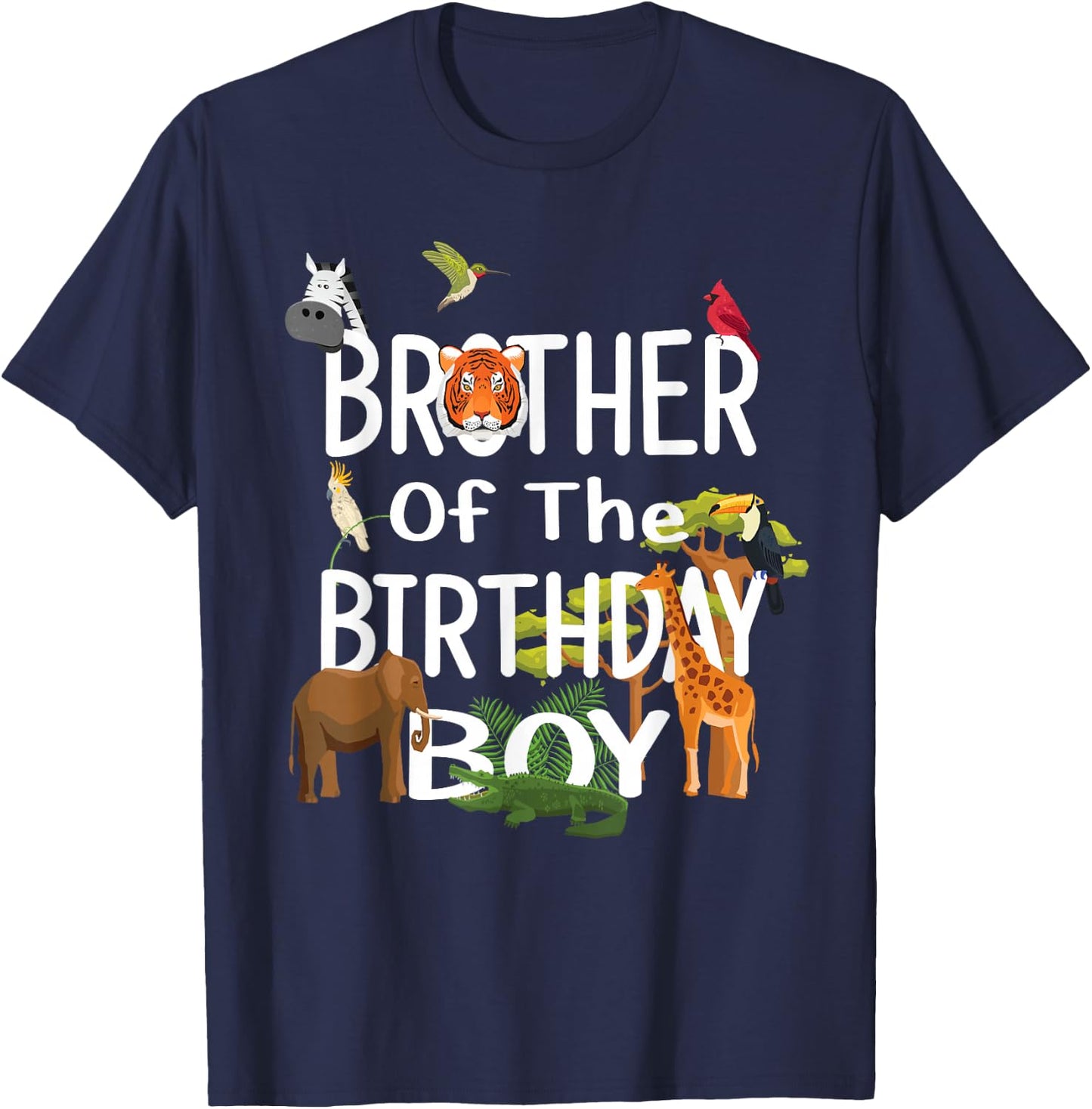 Brother Of The Birthday Boy Zoo Theme Animal Party T-Shirt - T-Shirt | Navy