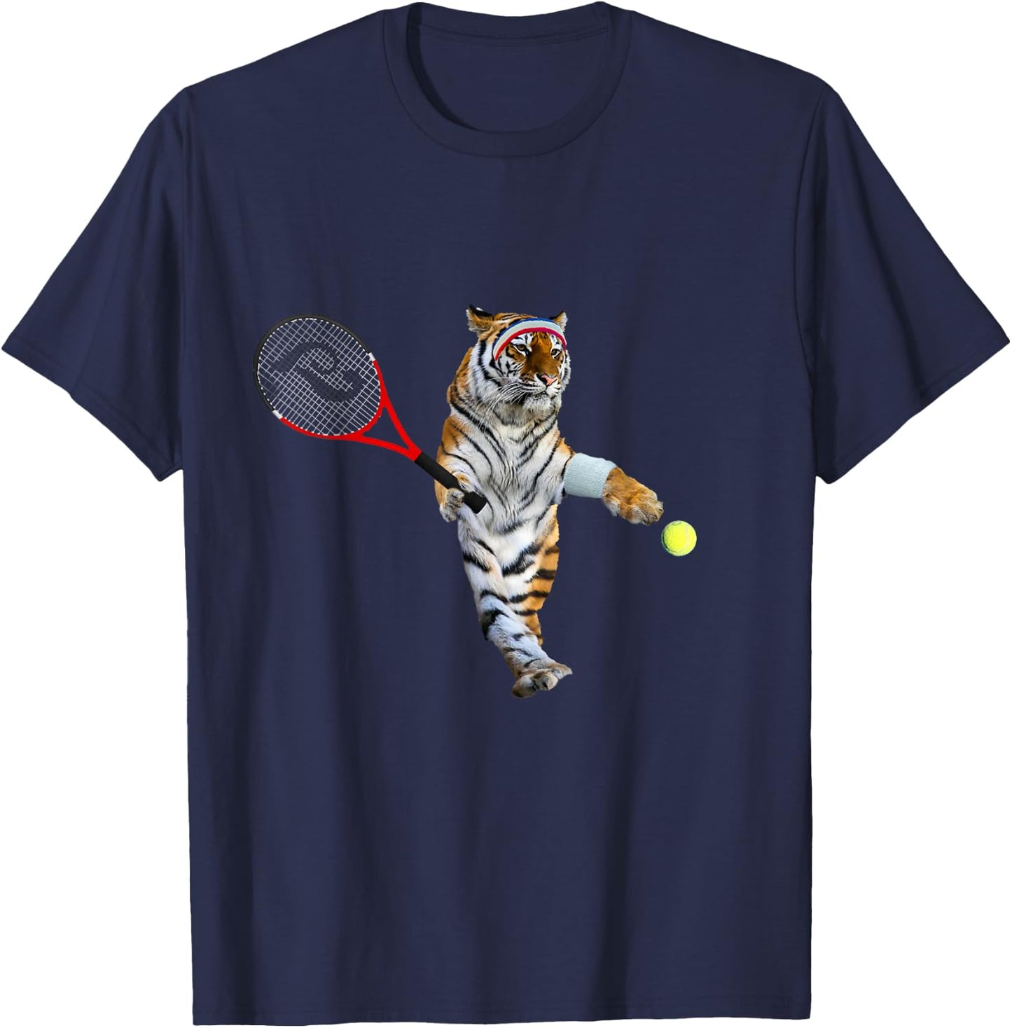 Tiger tiger tiger playing tennis, funny cute T-Shirt - T-Shirt | Navy