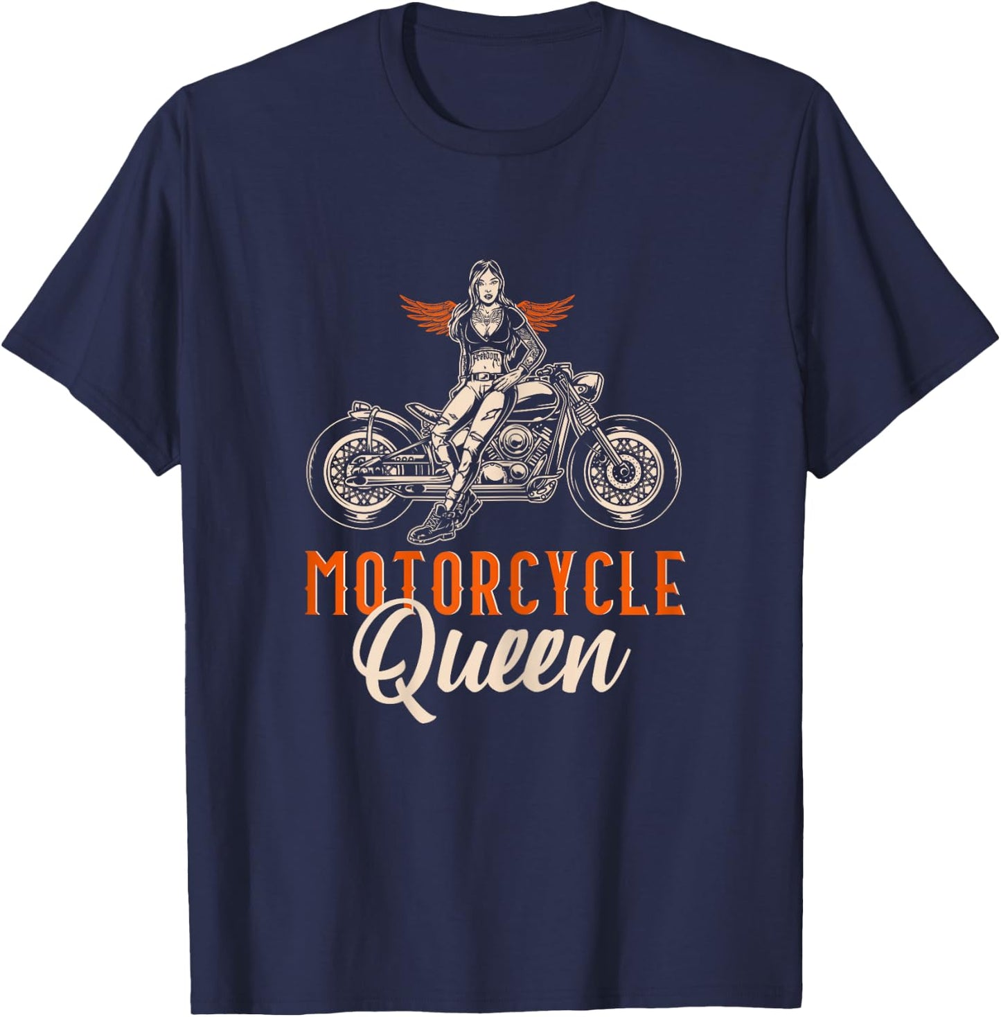 Motorcycle Queen Biker Girl Vintage Motorbike Biker Women T-Shirt - T-Shirt | Navy
