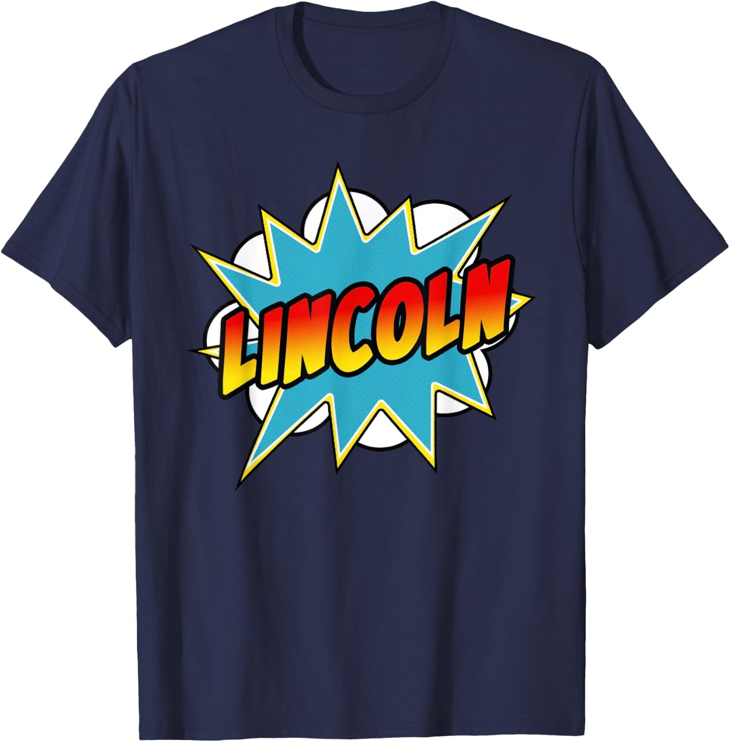 Boys Lincoln Comic Book Superhero Name T-Shirt - T-Shirt | Navy