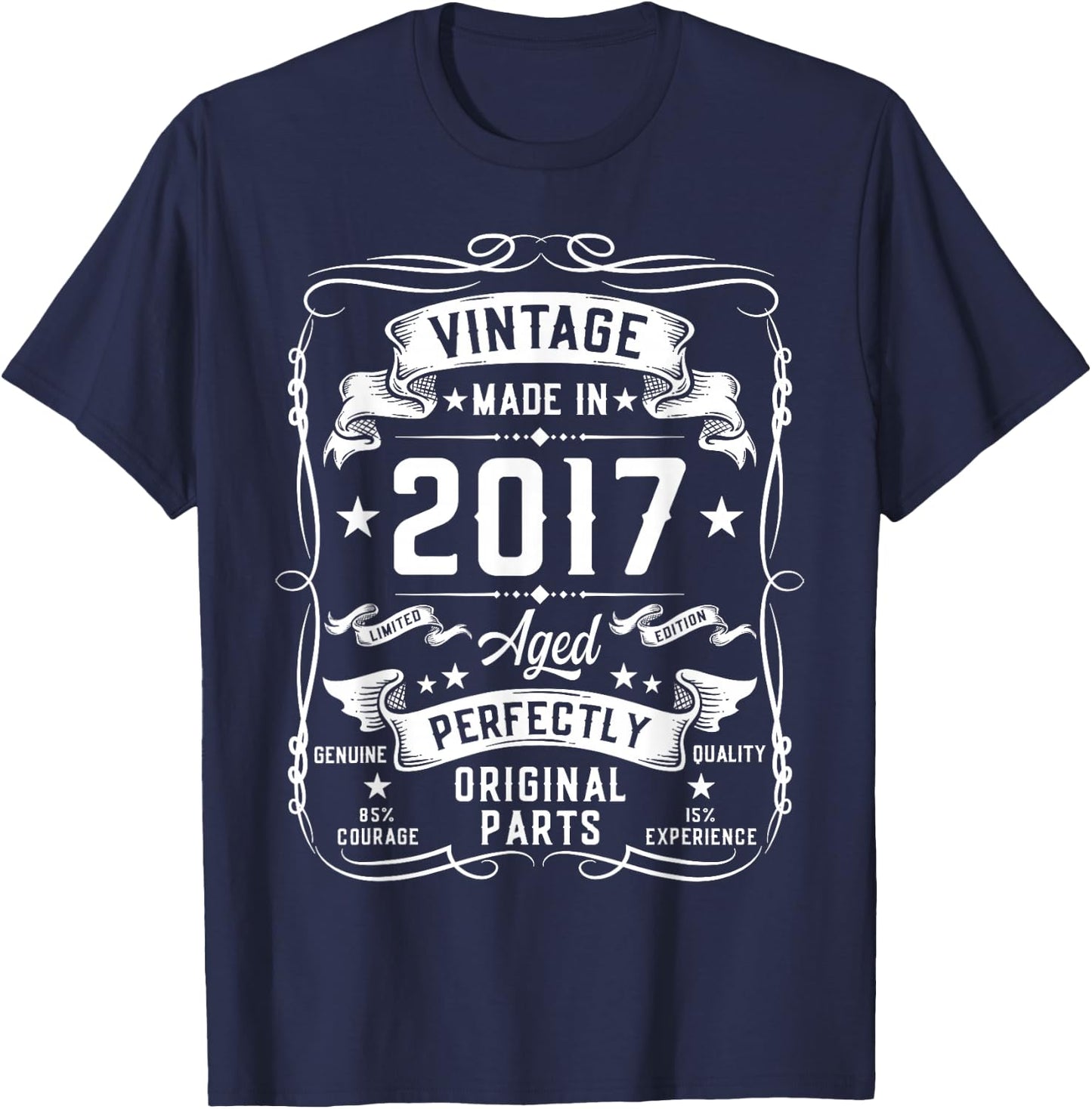 Vintage 2017 8 Years Old Gifts for Boys 8yr 8th Birthday T-Shirt - T-Shirt | Navy