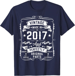 Vintage 2017 8 Years Old Gifts for Boys 8yr 8th Birthday T-Shirt - T-Shirt | Navy