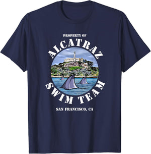 Alcatraz Island Escape Swim Team Shark Apparel T-Shirt - T-Shirt | Navy