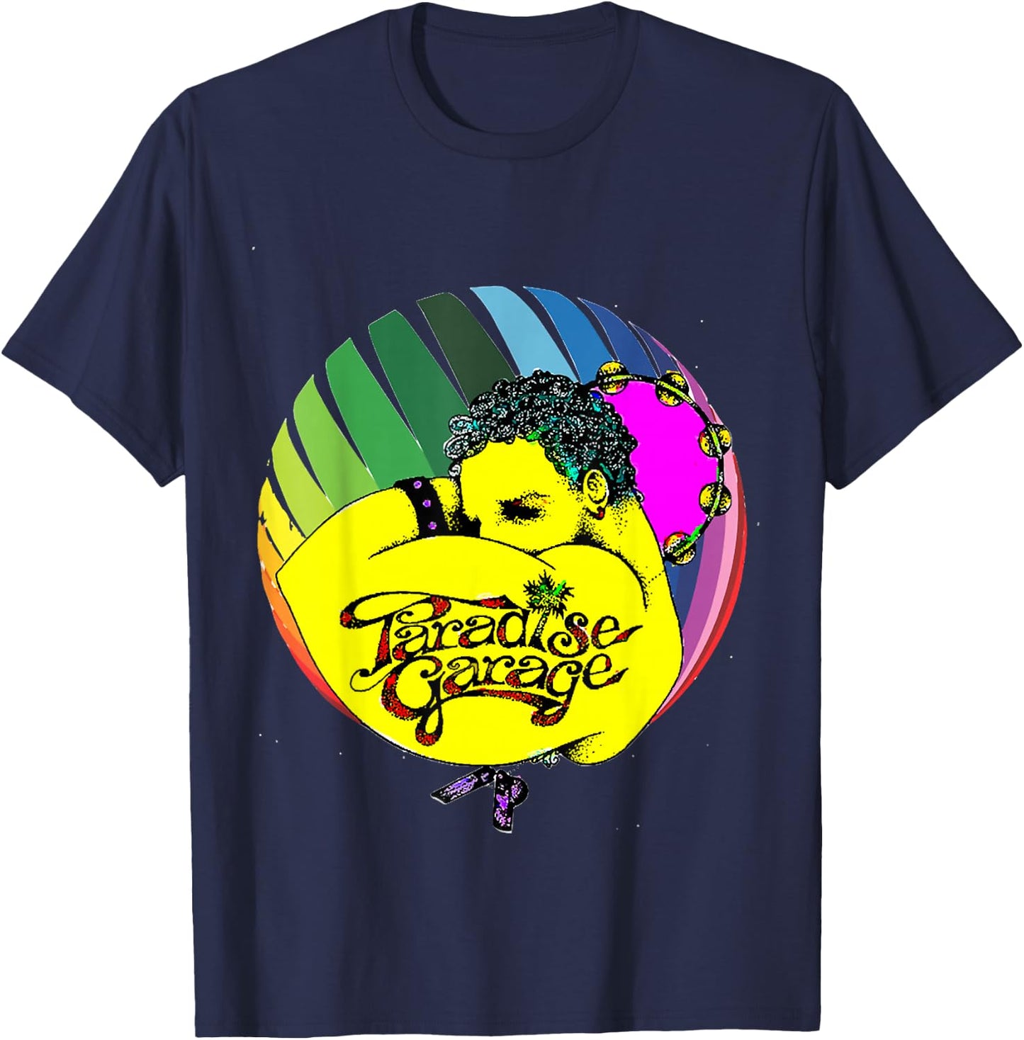 Paradises Garages Logo Pride Colors Sphere T-Shirt - T-Shirt | Navy