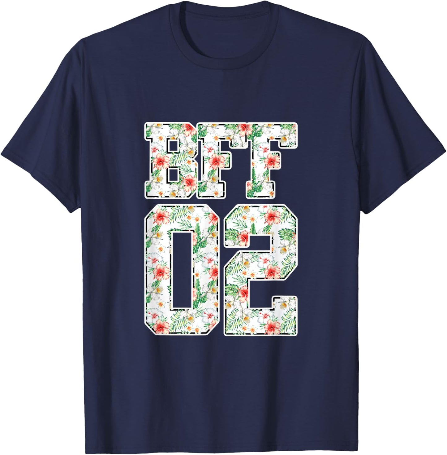 BFF 02 Best Friends Matching Bestie Friendship Day Shirt T-Shirt - T-Shirt | Navy