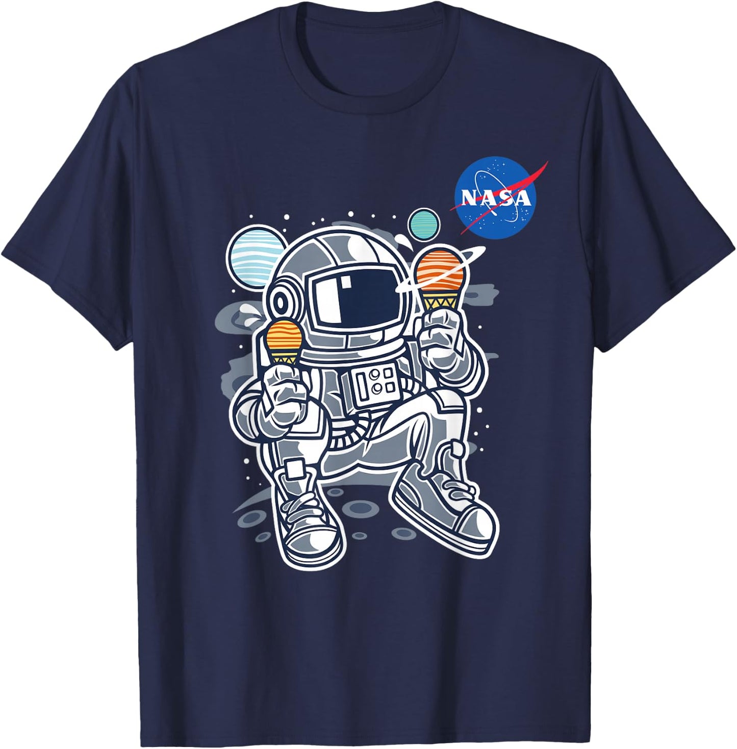 Astronaut Planet Ice-Cream NASA T-Shirt - T-Shirt | Navy