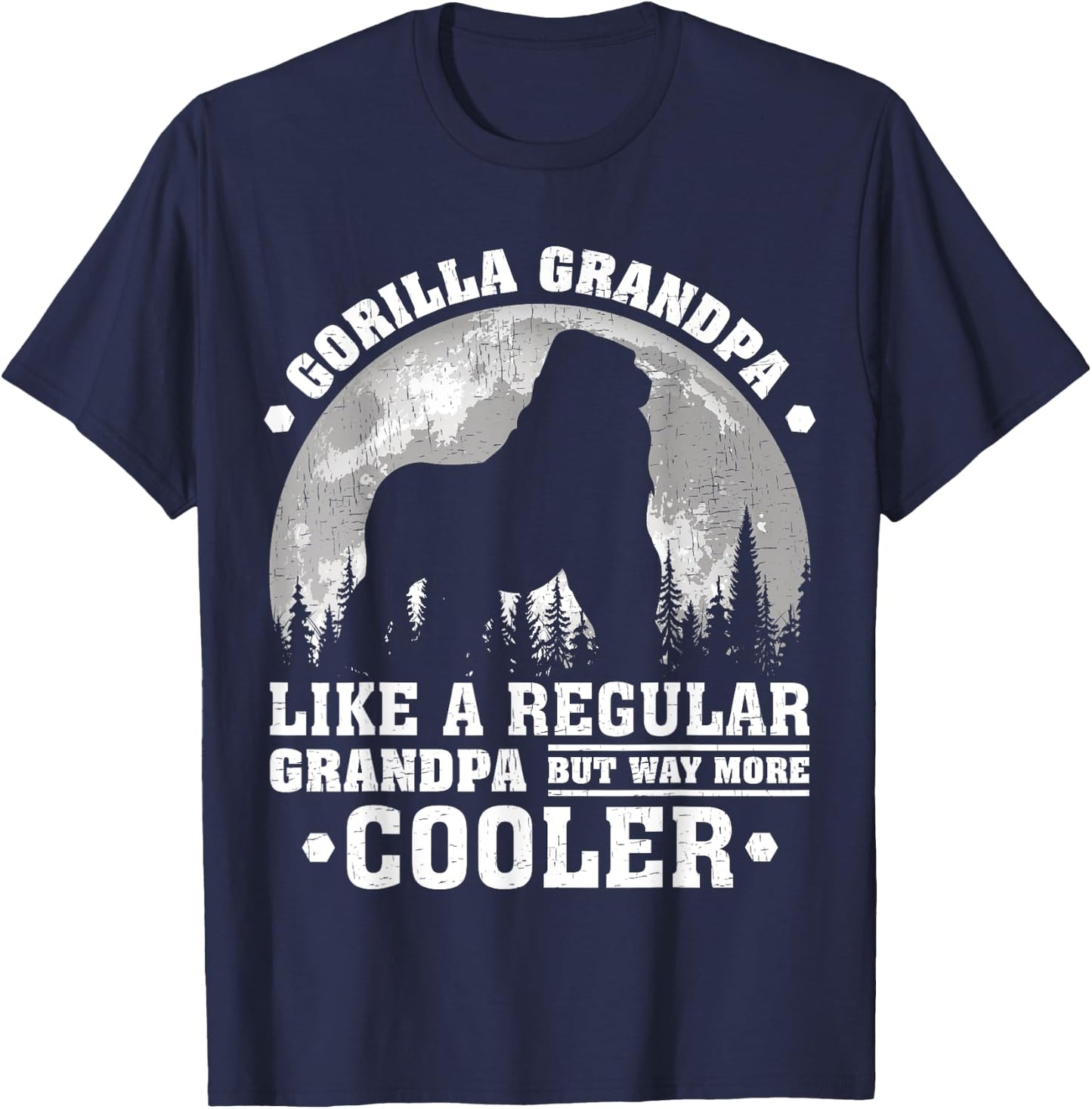 Gorilla Grandpa Funny Moon Vintage Gorilla Father's Day T-Shirt - T-Shirt | Navy