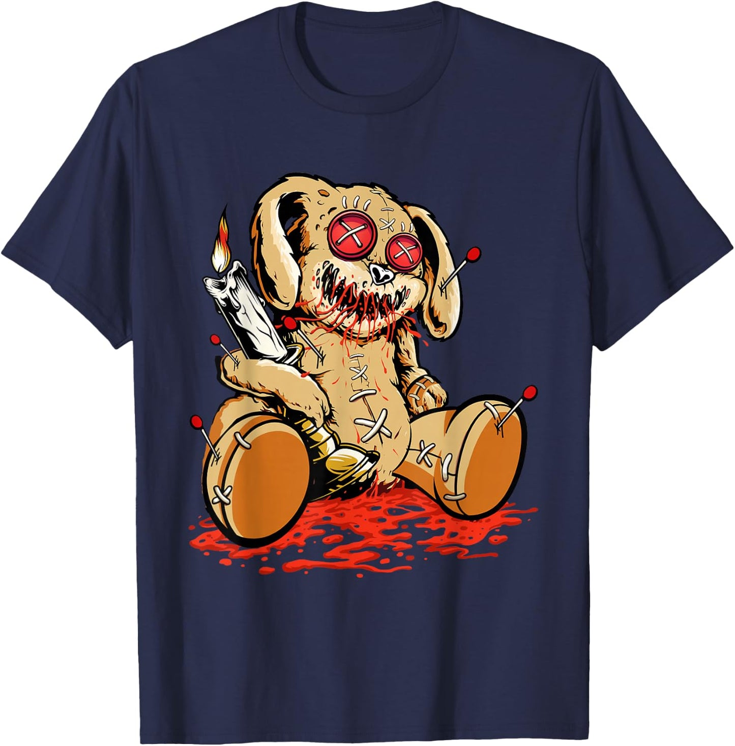 Cute Voodoo Teddy Bear Dolls Scary Acupuncture Creepy T-Shirt - T-Shirt | Navy
