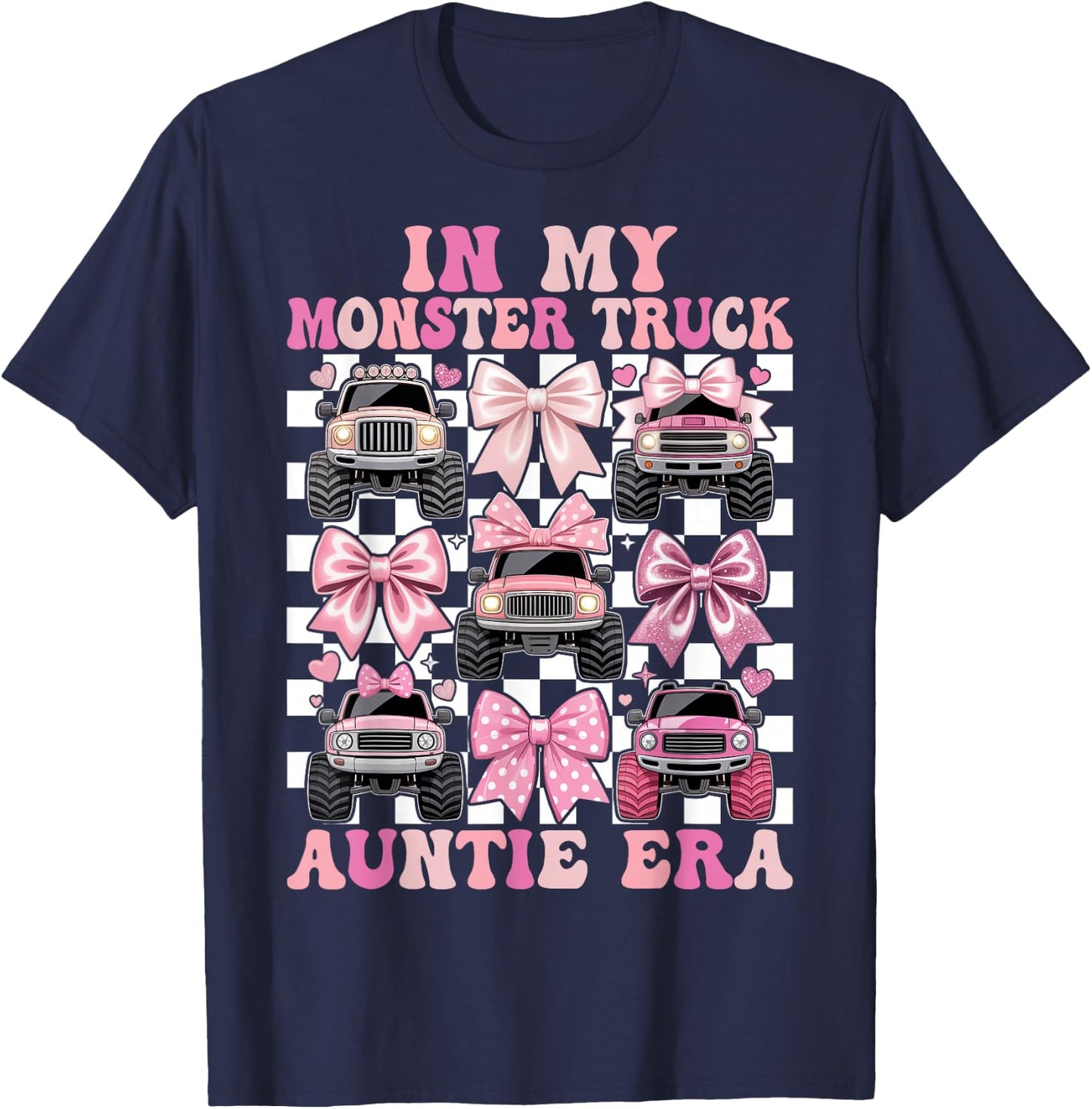 Coquette Monster Truck Auntie T-Shirt - T-Shirt | Navy