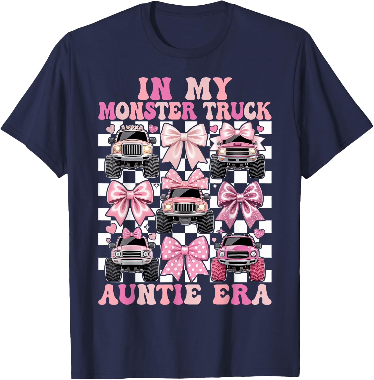 Coquette Monster Truck Auntie T-Shirt - T-Shirt | Navy