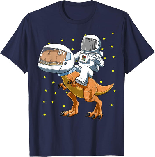 Astronaut Riding Dinosaur Astronaut Dinosaur Space Lovers T-Shirt - T-Shirt | Navy