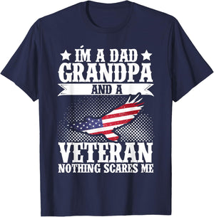 I'm A Dad Grandpa and A Veteran US Flag Veterans Day T-Shirt - T-Shirt | Navy