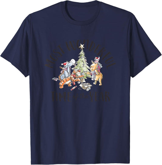Winnie The Pooh - Holiday Most Wonderful Time of The Year T-Shirt - T-Shirt | Navy
