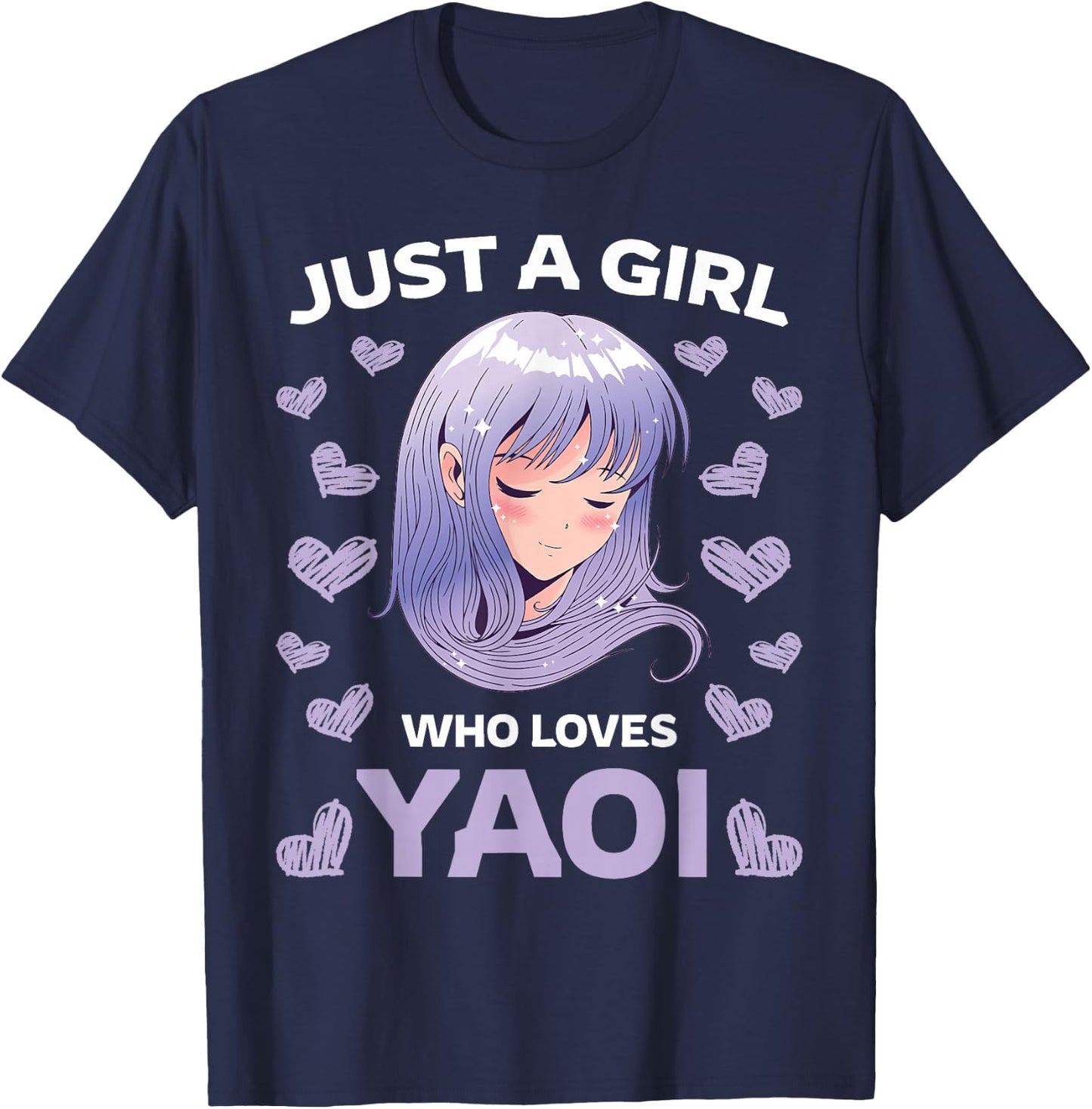 Just A Girl Who Loves Yaoi Manga BL Gay Anime Manga Fujoshi T-Shirt - T-Shirt | Navy