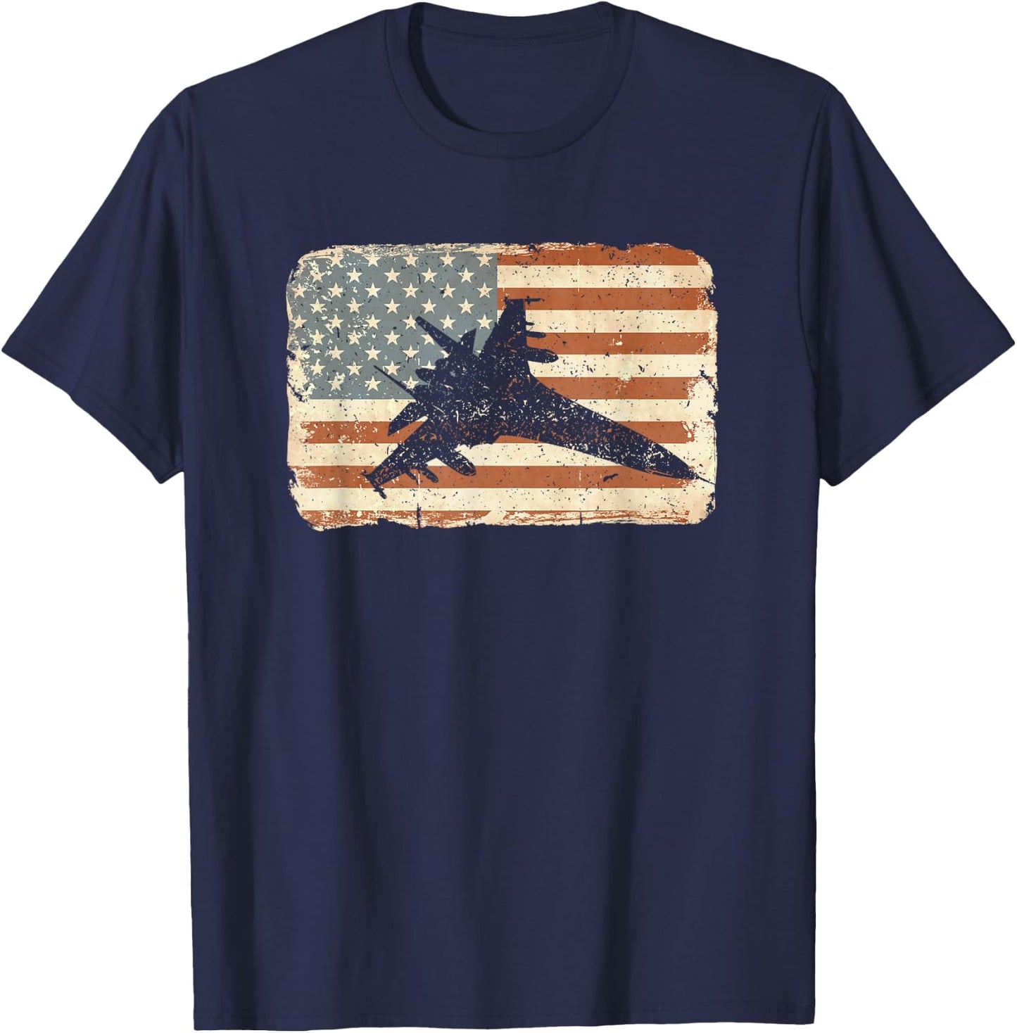 Jet airplane American Flag patriotic vintage plane shirt Kids Men T-Shirt - T-Shirt | Navy