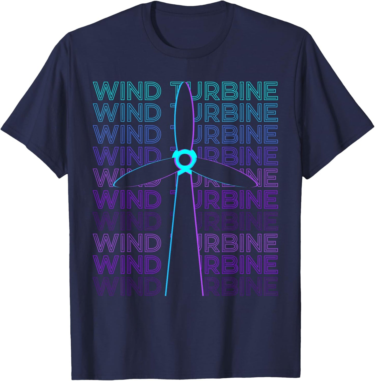 Wind Turbine Gifts -Adults, -Kids Retro-Modern Black Short Sleeve T-Shirt - T-Shirt | Navy