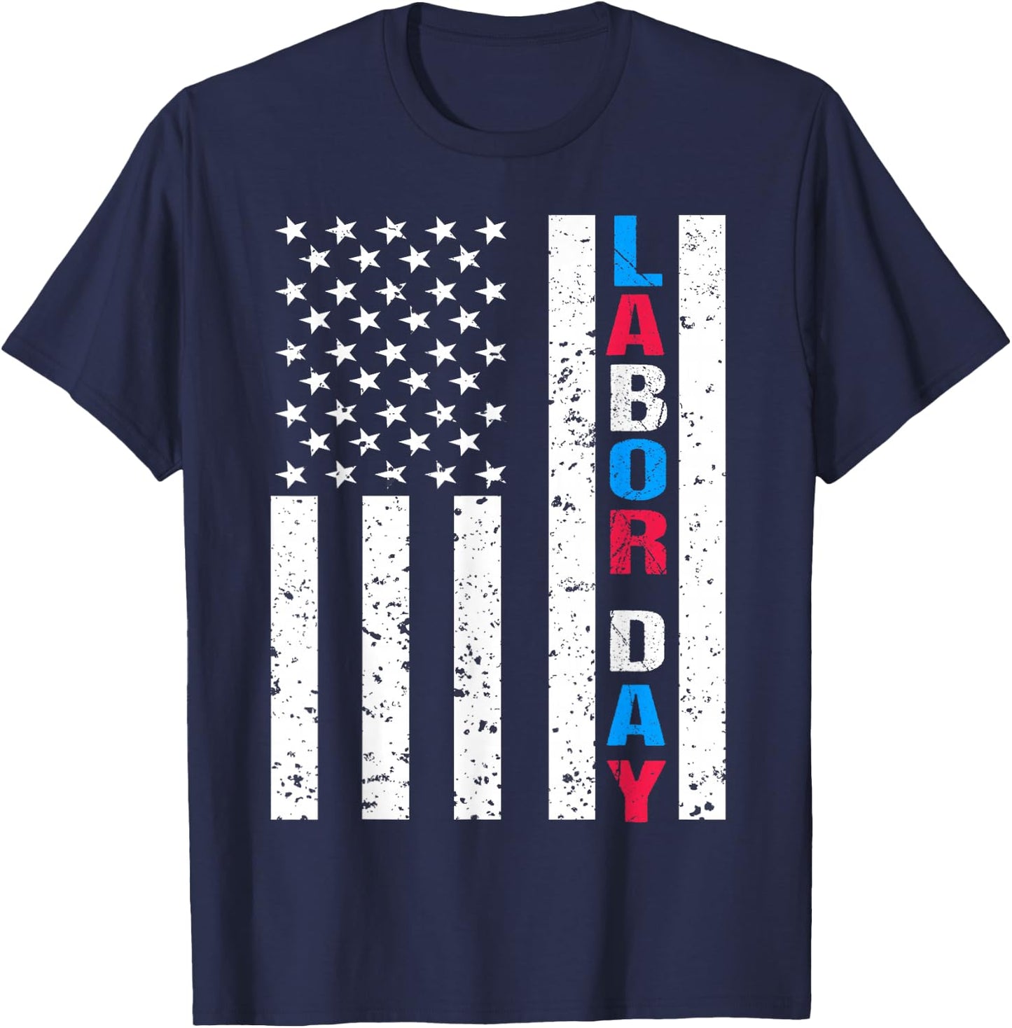 Labor Day Flag Labor Day Shirt American Flag Men Women Kids T-Shirt - T-Shirt | Navy