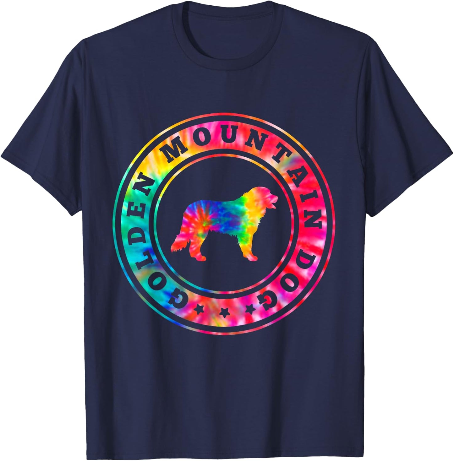 Tie Dye Golden Mountain Dog Dog Mom Dad Pet Lover T-Shirt - T-Shirt | Navy