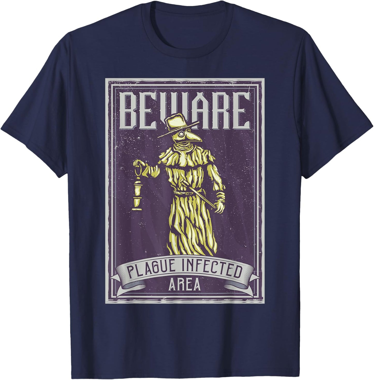 Caution Pest-Infected Area Steampunk T-Shirt - T-Shirt | Navy